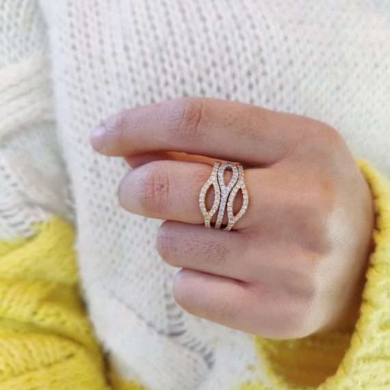 18 karat gold diamond stack rings bridges of amsterdam