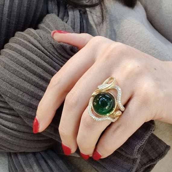 Ole Lynggaard Snake ring green tourmaline