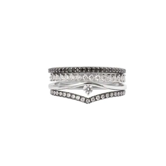 BLACK white gold stack rings