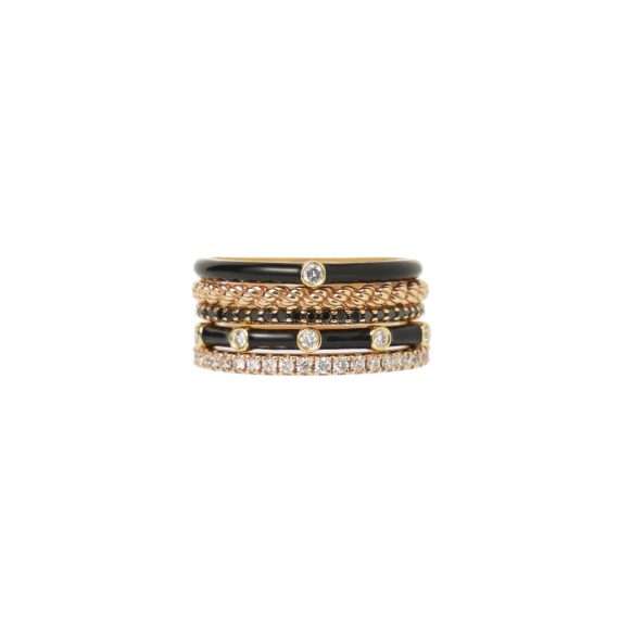 BLACK yellow gold stack rings