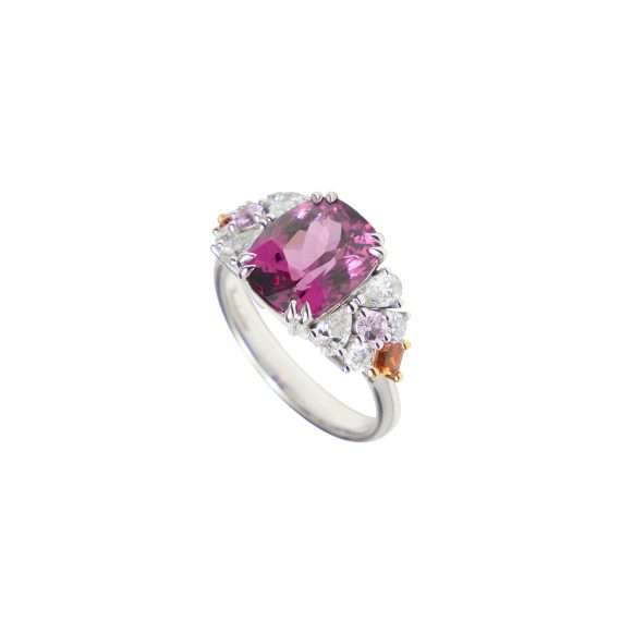 Bonebakker RING RHODOLITE DIAMOND ORANGE SAPPHIRE