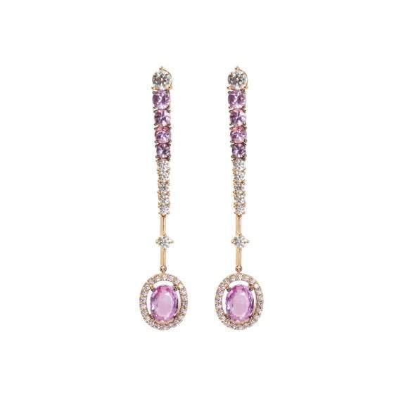 Bonebakker Pink sapphire drop earrings with diamond
