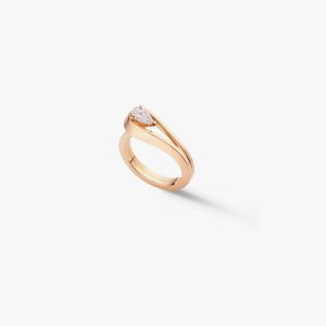 Bonebakker Repossi Serti Inversé ring set with 1 diamond pink gold low