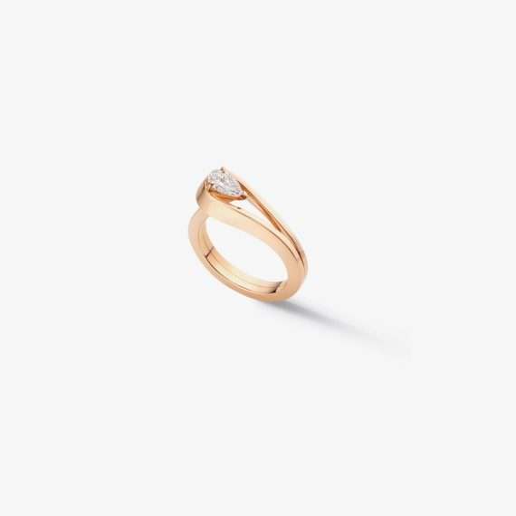 Bonebakker Repossi Serti Inversé ring set with 1 diamond pink gold low