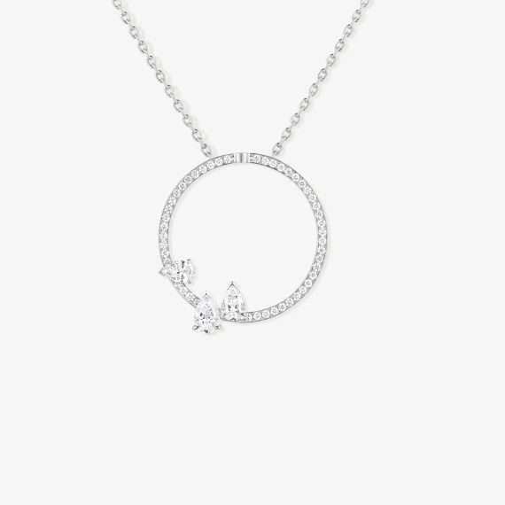 Bonebakker Repossi Serti sur Vide pendant set with 3 diamonds white gold on model low