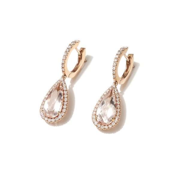 morganite earrings diamonds pink gold