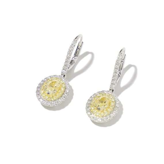 FANCY diamond YELLOW OVAL earrings