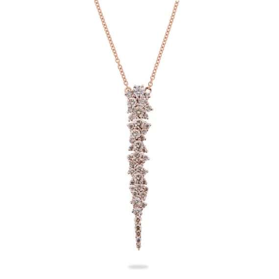 cascade pendant pink gold brown diamonds
