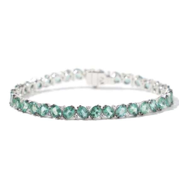 emerald diamond tennis bracelet white gold