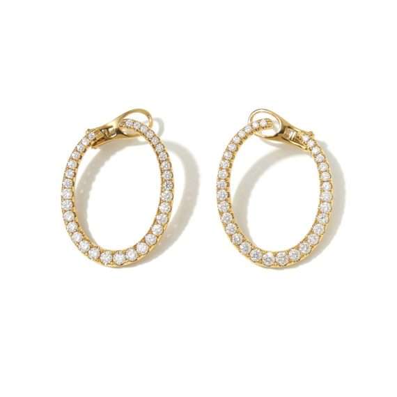 oval hoop earrings diamonds