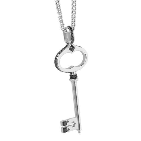 Sleutel van Amsterdam witgoud zwarte diamant hanger