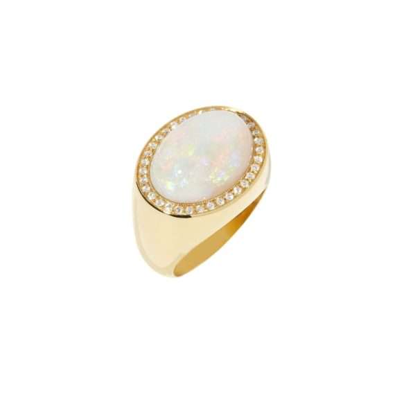 ring opal yellow gold diamonds