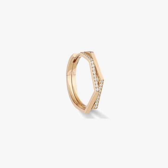 Repossi Antifer 2-Row Earring Hoop M in Pink Gold with Diamonds low