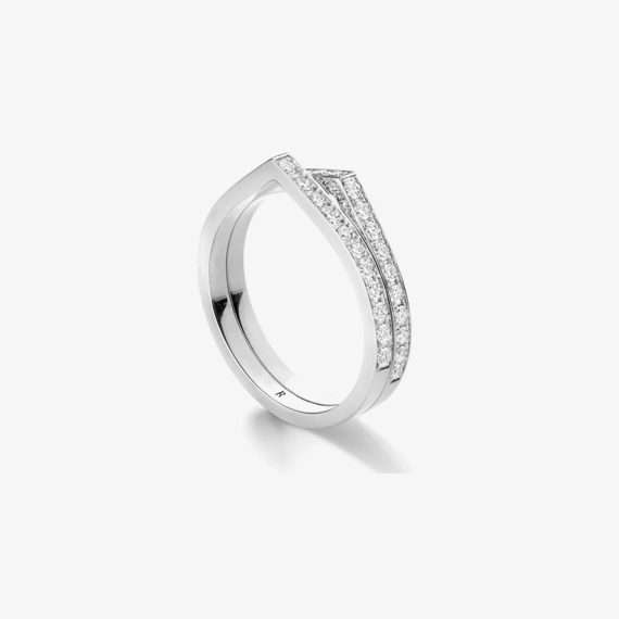 Repossi Antifer 2 rows Ring white gold with diamonds low