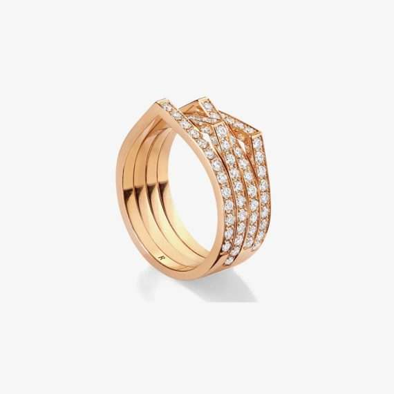 Repossi Antifer 4-row pink gold ring with diamonds