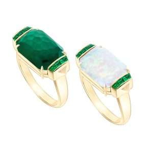 Stephen Webster Crystal Haze tablet ring with emeralds