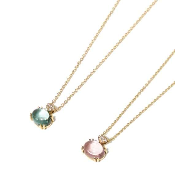 birth gift pink and green tourmaline pendant