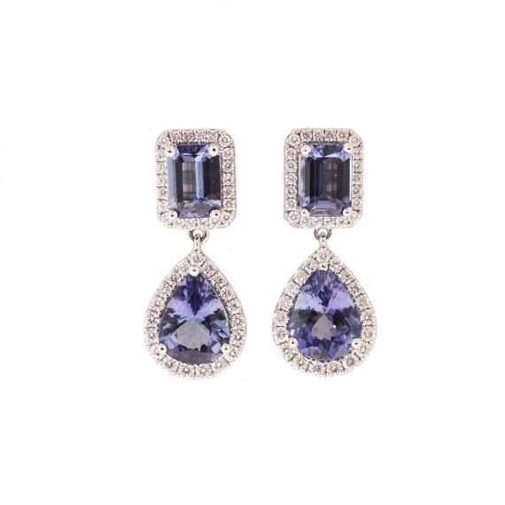 earrings tanzanite diamond halo white gold
