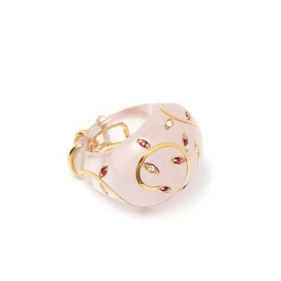 rose quartz ruby diamond ring